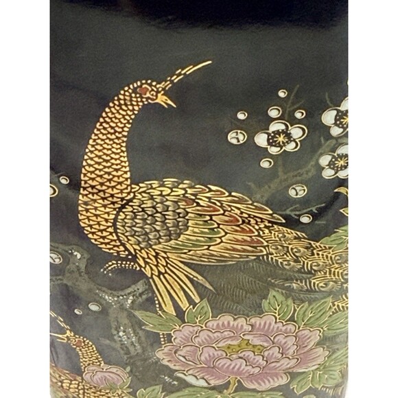 Cobalt Blue Peacock and Floral Vase 22-Gold Trim porcelain vtg - Picture 12 of 14